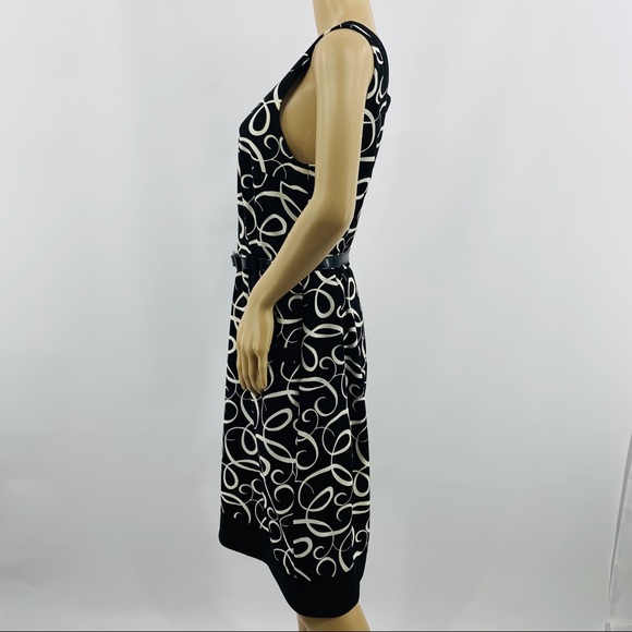 London Times Black & White Belted Dress - Picture 5 of 8